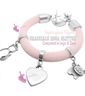 Bracciale Rosa Glitter con Charms (Esempio Bijoux)