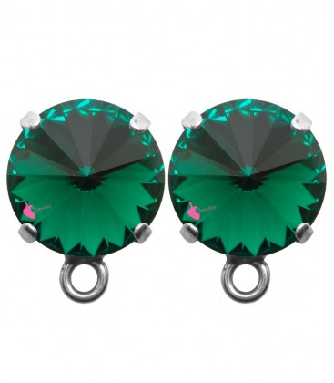 Base Orecchini a Perno con Rivoli SWAROVSKI® 12 mm Emerald