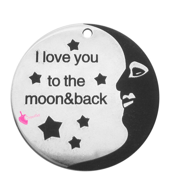 Ciondolo Medaglia I Love You to the Moon and Back 25 mm Acciaio  Inossidabile