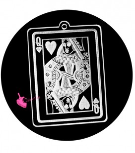 Ciondolo Carta da Poker Donna di Cuori 49x35 mm Plexiglass Trasparente