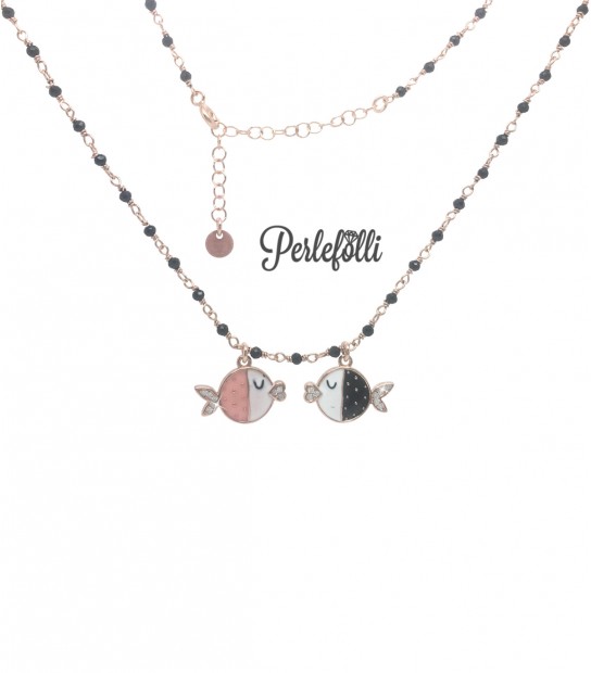 Collana Cuore Sacro con Pietre Rosse Argento 925 Rosé