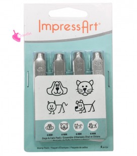 Set Cani e Gatti Dogs & Cats Pack per Incisioni Metal Stamps 6 mm ImpressArt®