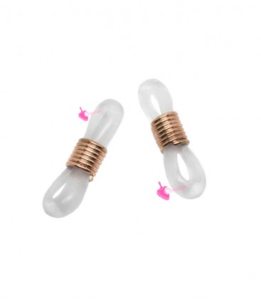 Gommini per Occhiali in Silicone Trasparente con Molla color Oro Rosa (10 pezzi)