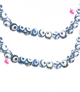 Perle Agata Tibetana 8 mm Cerchio Blu (8 pezzi)