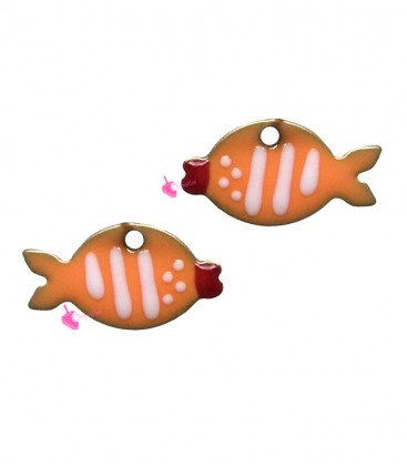 Ciondolo Pesce Smaltato 6x12 mm Arancione 