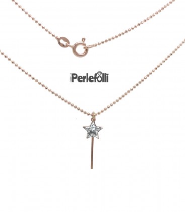 Collana Bacchetta Magica Argento Glitter Argento 925 Rosé