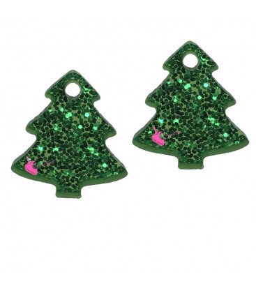 Ciondolo Albero di Natale 15x14 mm Plexi Acrilico Verde Glitter